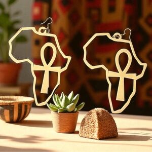 Gold plated Africa Ankh Earrings